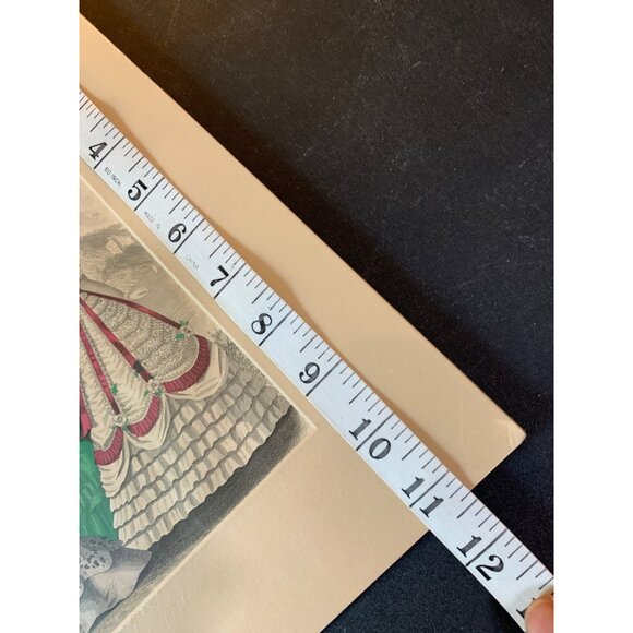 Antique Victorian Fashion Print Art Decorative Matte 1850's 14" x 12" Decor 7413 - Picture 11 of 11